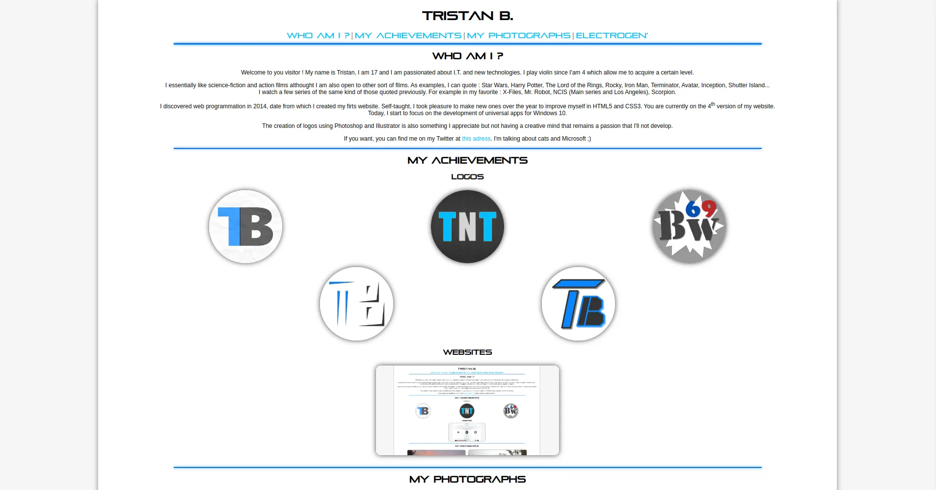 Visual of my website in v4